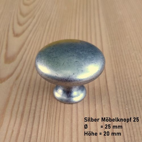 Knopf Möbelgriff Silber 25mm