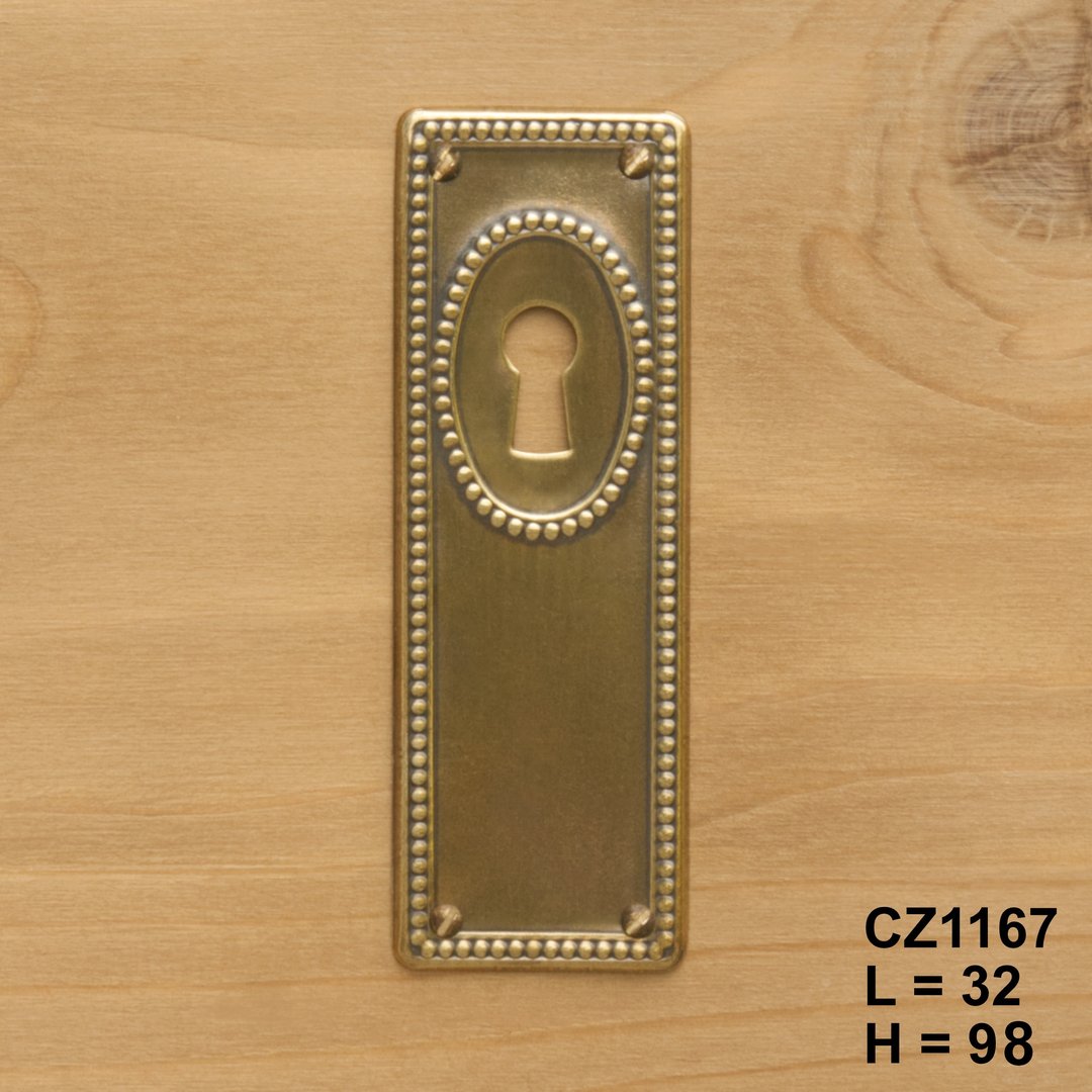 Schlüsselschild M002 7,4 cm Alte Messing Schlüsselblende Möbelbeschlag 